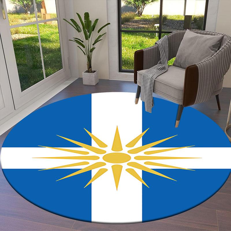 Flag Round Area Rug,Carpet Rug for Living Room Bedroom Sofa Playroom Decor,Non-slip Floor Mat