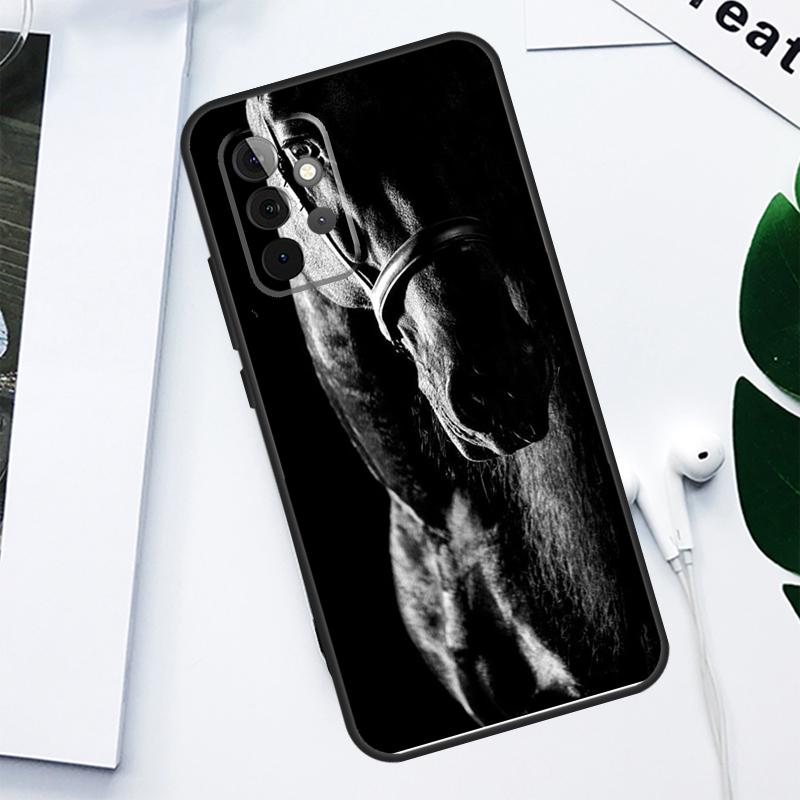 Black White Horse For Samsung Galaxy A52 A22 A32 A54 A34 A14 A55 A35 A15 A53 A33 A13 A05 A06 A16 Phone Case