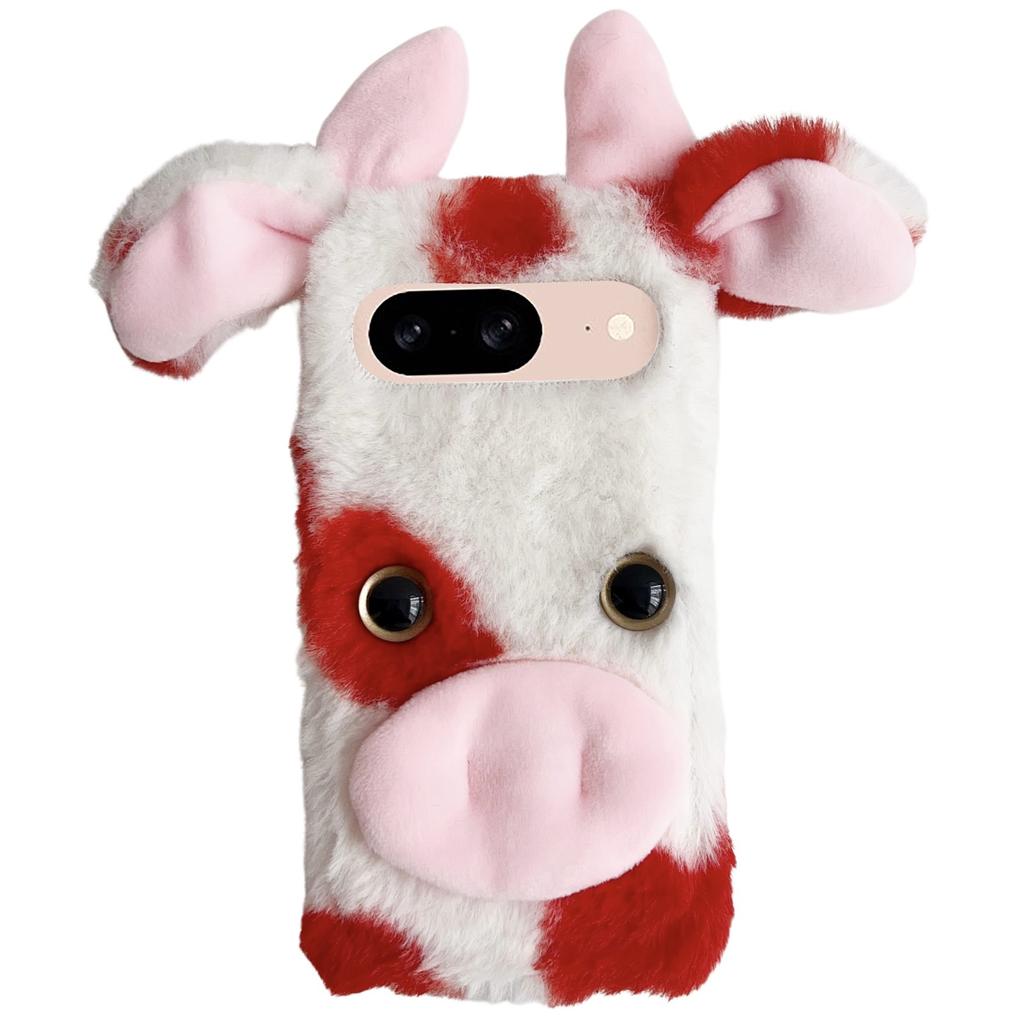 For Google Pixel 9/9 Pro Fluffy Cows Ear Cover Shockproof TPU Phone Case
