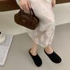 2025 New Summer Foreign-style Woven Hollow Baotou Half Slippers Women's Breathable Seaside Beach Going Out Boken Shoes
