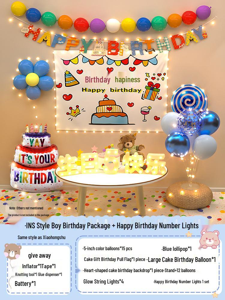 Baby's First Birthday Décor - Balloons & Party Scene for Boys & Girls