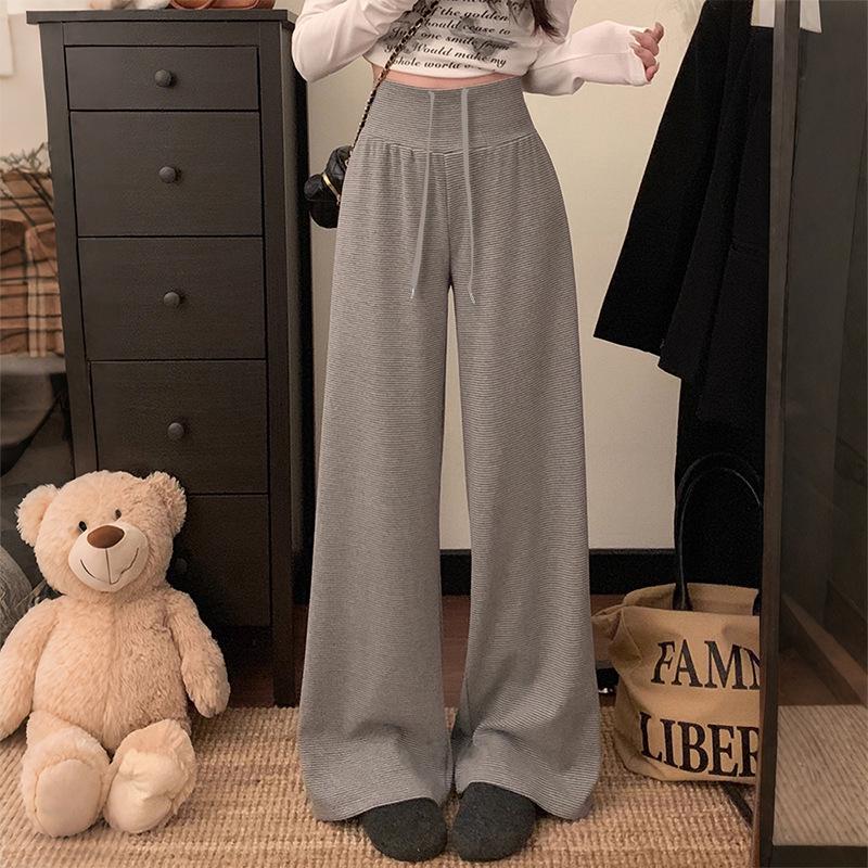 Autumn Striped Maternity Wide-Leg Pants: No Crotch, Soft Fabric, Slimming & Comfortable. XL светло-серый