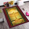 Golden Menorah Star David Vintage Floral Frame Black Background Anti-slip Area Rug Living Room Bedroom Religious Holiday Decor Floor Mat