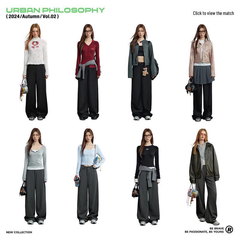 UNIFREE Women's Lace Patchwork Wide-Leg Suit Pants