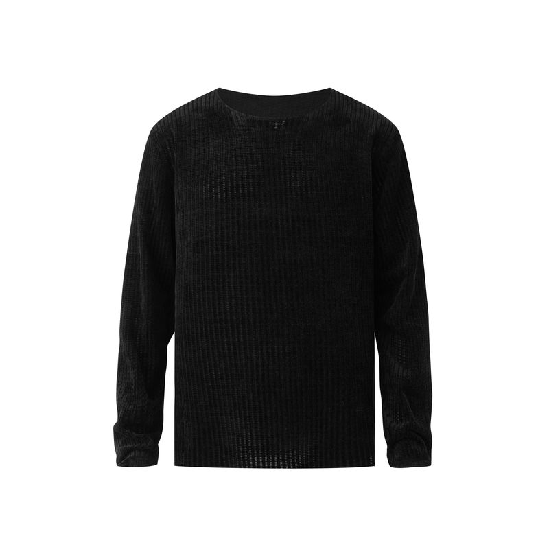 

Kisko American-Style Light Luxury Textured Knit Long-Sleeve Base Layer for Men and Women, Loose Casual Inner Wear for Autumn Black 2XL