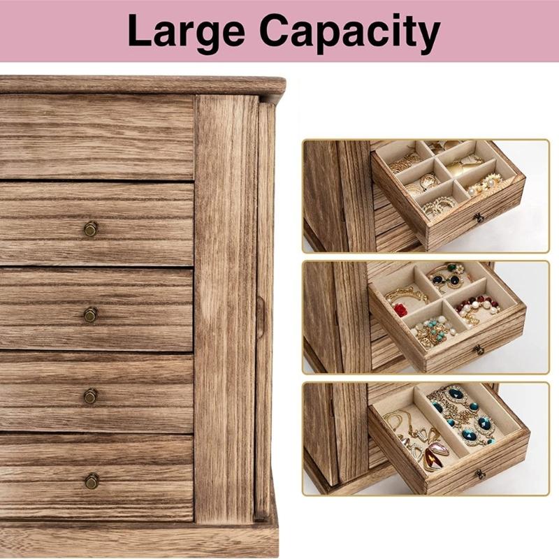 Wood Jewelry Box with Compartment Multilayer Jewellery Container Elegant Rings Earring Necklace Organizer for Women