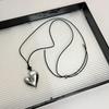 Simple Oval Choker Necklace Wax Rope Alloy Pendant Necklace Long Women's Jewelry Women