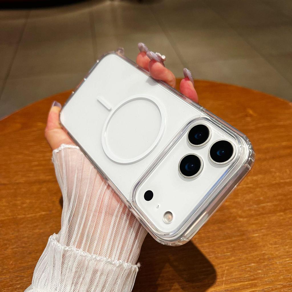 Clear Magnetic Phone Case for Apple 17 Pro/16 Plus - Full Coverage, Anti-Fall, Wireless Charging Compatible Protective Cover.