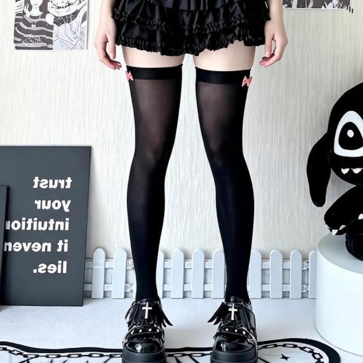 Red Velvet Butterfly Thigh-High Stockings - Anti-Snag Over-the-Knee Socks for Nurse, Prom, Halloween, Christmas