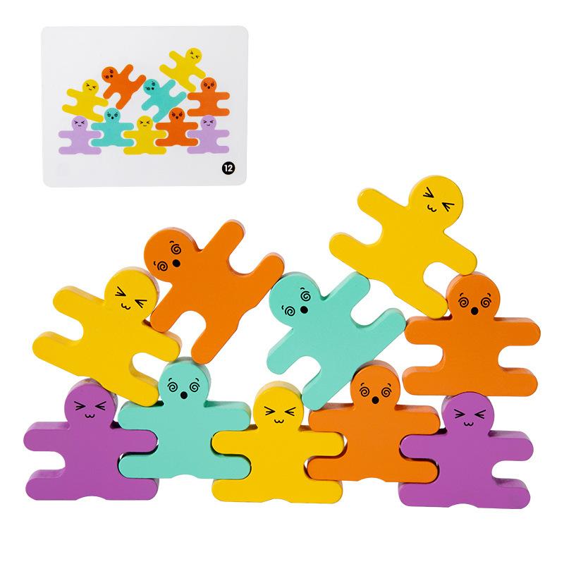 

3D Детские деревянные строительные блоки Балансирующие блоки-злодеи Игрушки Монтессори для малышей Раннее обучение Развитие мелкой моторики Подарок