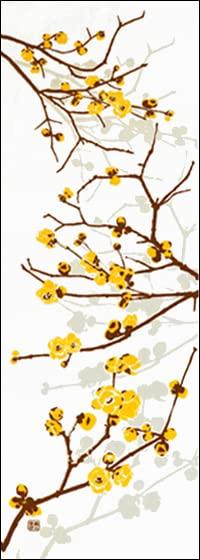 Anbo Dyeing Hand Towel Authentic Dyed Cotton Tokuoka Made in Japan 35cm x 100cm "Wintersweet Flowers" 100%