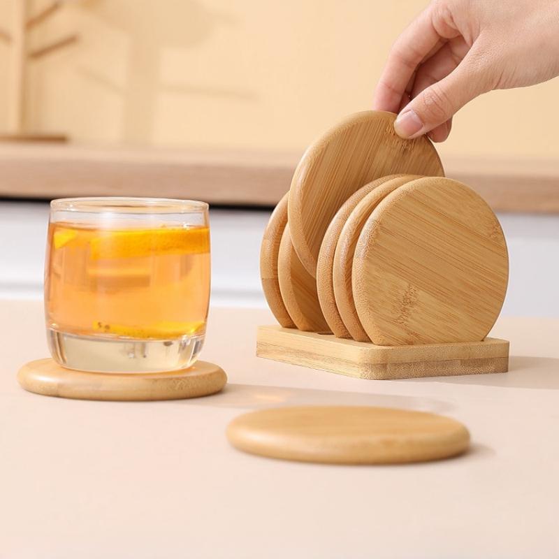 Bamboo Round Coaster Anti-scald Insulated Teacup Mat Rest Place Holder Coffee Coasters Simple Tea Ceremony Accessories