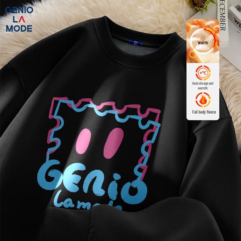 

GENIOLAMODE Men s Letter Print Fleece Hoodie 2XL