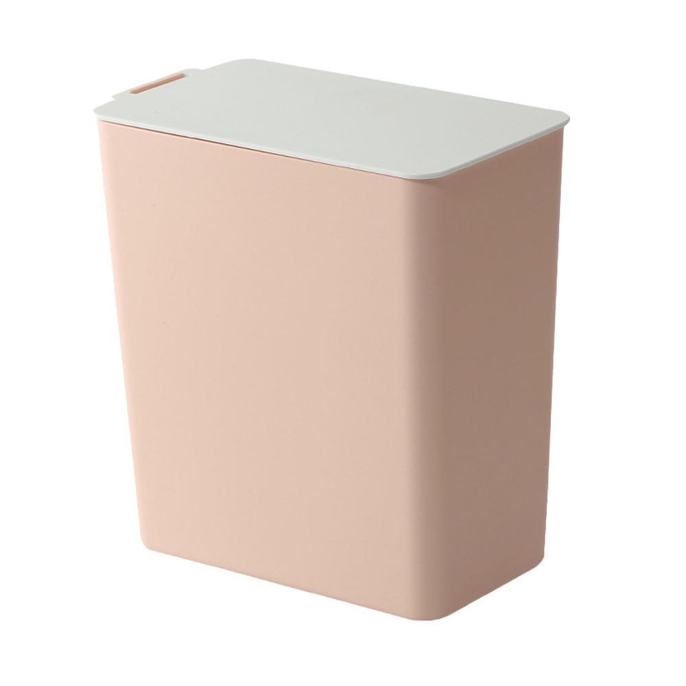 Waste Container PP Mini Trash Can With Lid Pink Countertop Trash Can Small Compact Kitchen Waste Bin Home Use розовый