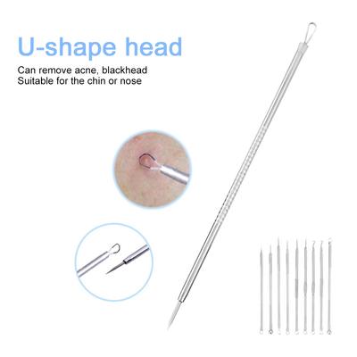 9Pcs Blackhead Extractor Set Stainless Steel Comedone Pimple Removal Face Cleaning Tool #01