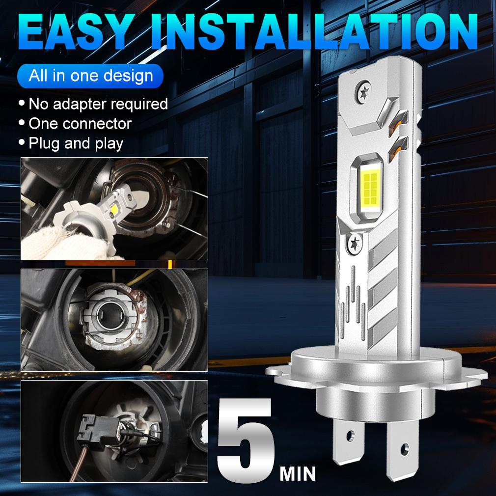 2 Stück H4 LED Scheinwerfer Canbus 25000LM H7 LED Glühbirnen H11 H8 9005 HB3 9006 HB4 H27 880 Auto Kupferrohr Scheinwerfer Auto Lüfterlos Nebelscheinwerfer 6000K 12V