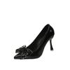 Fashion 35-43 Size Plus High Heels for Women 41 New Versatile Slim Heel Temperament Pointed Bow Single Shoes 42 Work Shoes