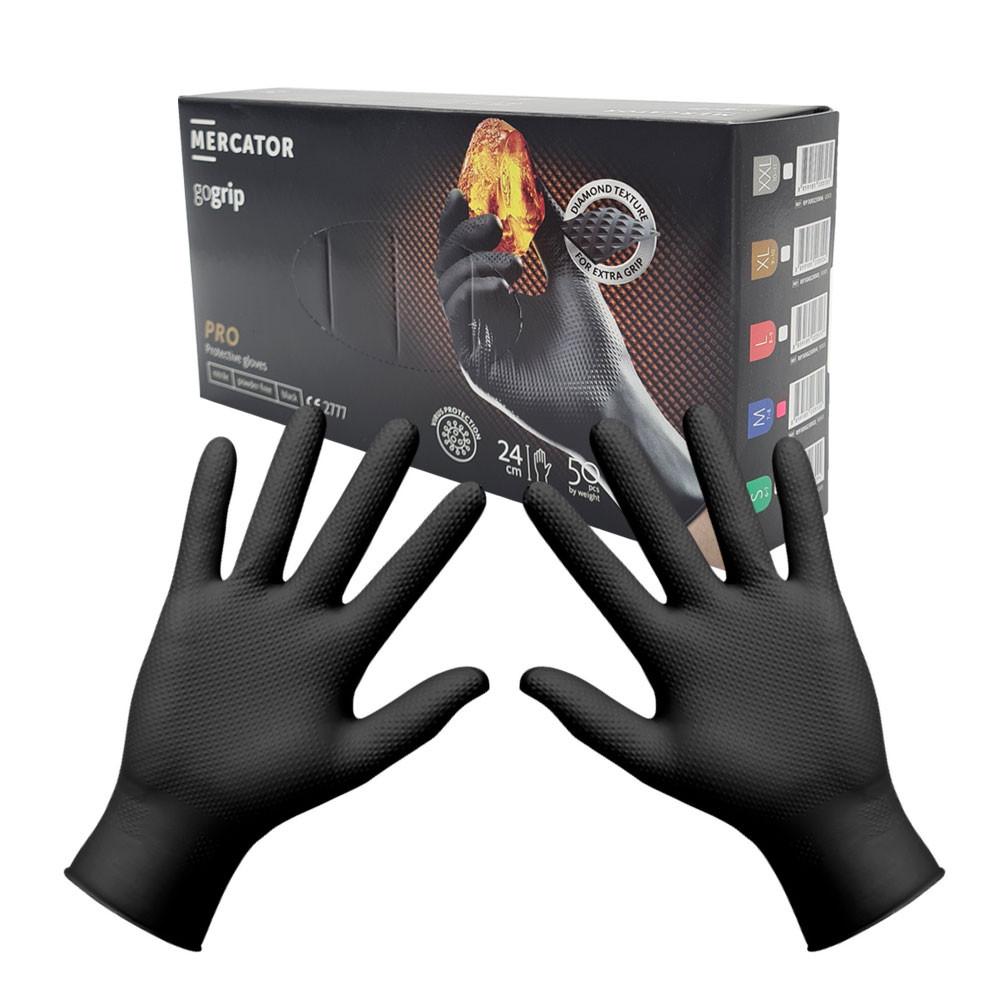 Nitrile Gloves Black Mercator Gogrip 50 Pcs