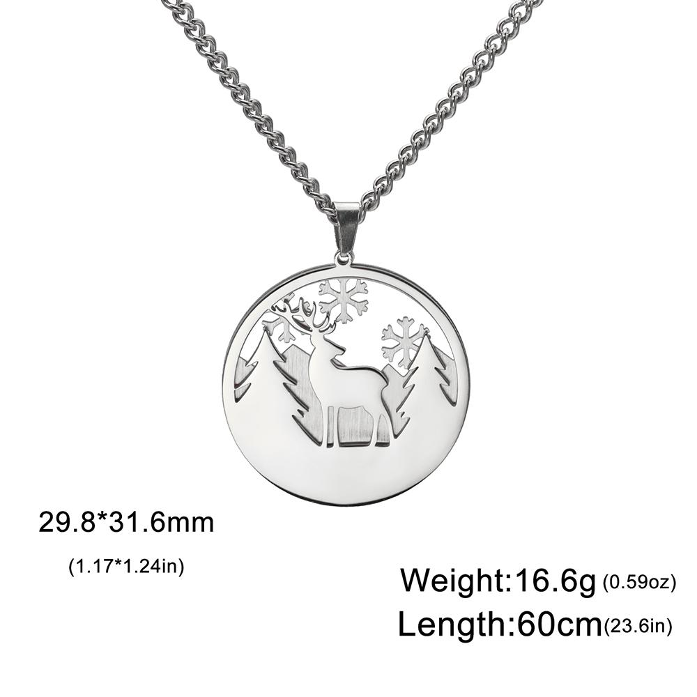 LIKGREAT Elk Wolf Bear Necklace for Women Men Teen Stainless Steel Forest Animal Snowflake Moon Pendant Jewelry Birthday Gifts