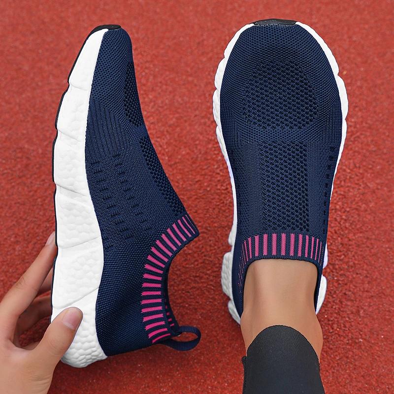 Damen Freizeitschuhe Modisch und Atmungsaktiv Mesh Flach Sportschuhe Weiße Socken Schuhe Tennis Damen Trend Neues Produkt