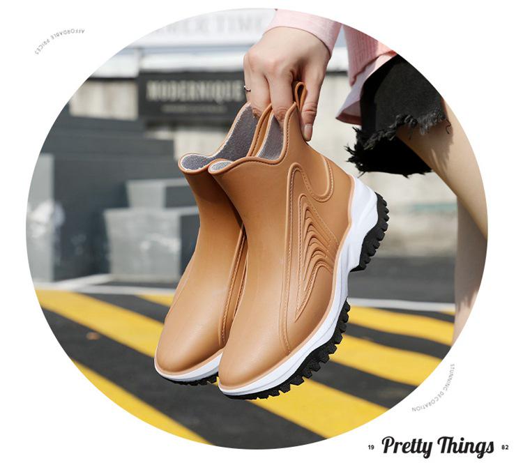 Stylish Women's Autumn/Winter Waterproof Short Rain Boots: Non-Slip, Lightweight Rubber Shoes for Car Washing, Shopping, and Kitchen.