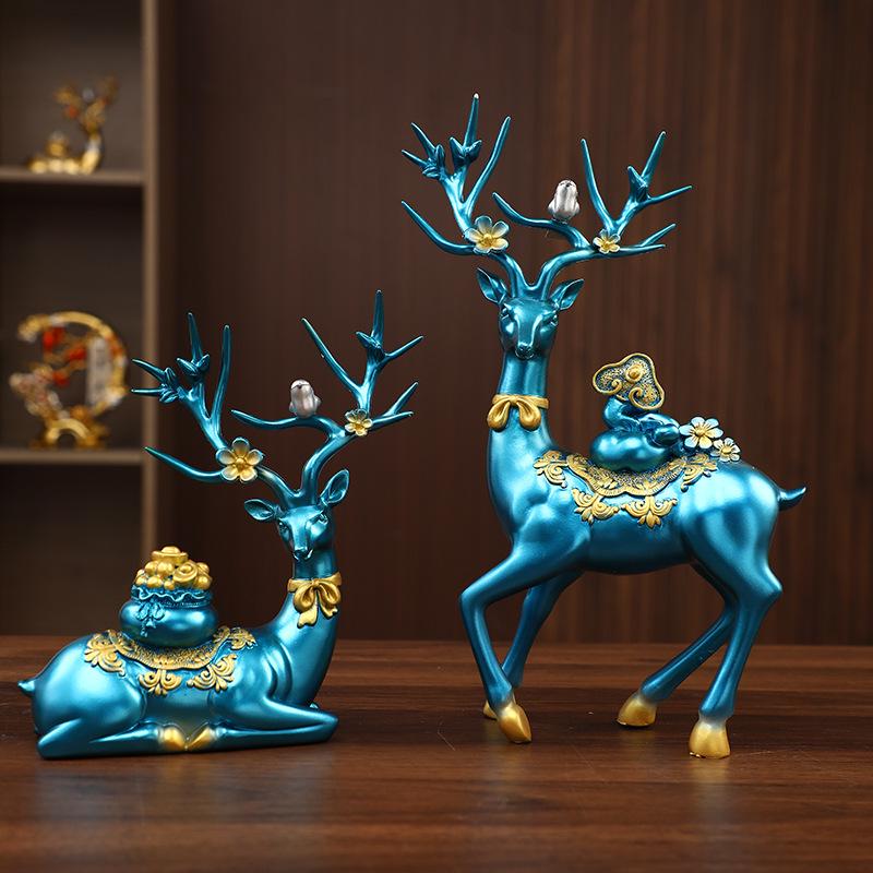 Fortune Deer Wealth-Attracting Ornament for Living Room and Cabinet – Perfect Housewarming or Opening Gift