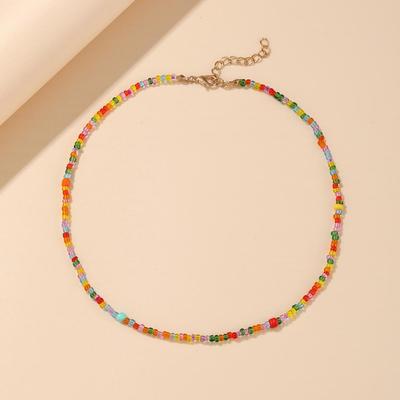 Handgefertigte transparente Perlen-Reiskette - Kurzer koreanischer Choker - Neuer Trend, modische Schlüsselbeinkette