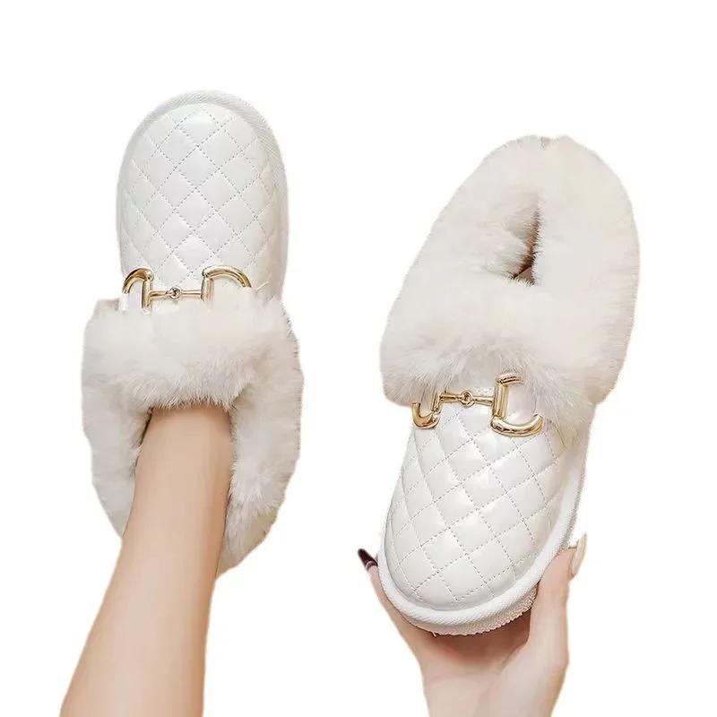 Fashion 2024 New Women's Snow Boots Plush and Thickened Low Barrel Cotton Shoes Women's Winter Korean Warm Short Boots Slip On Loafers