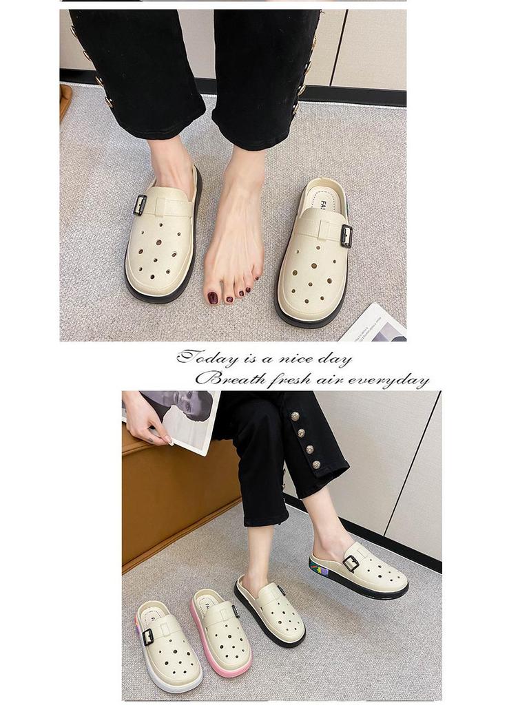 Trendy Women's Summer Closed-Toe Non-Slip Slip-On Slippers with Thick Sole