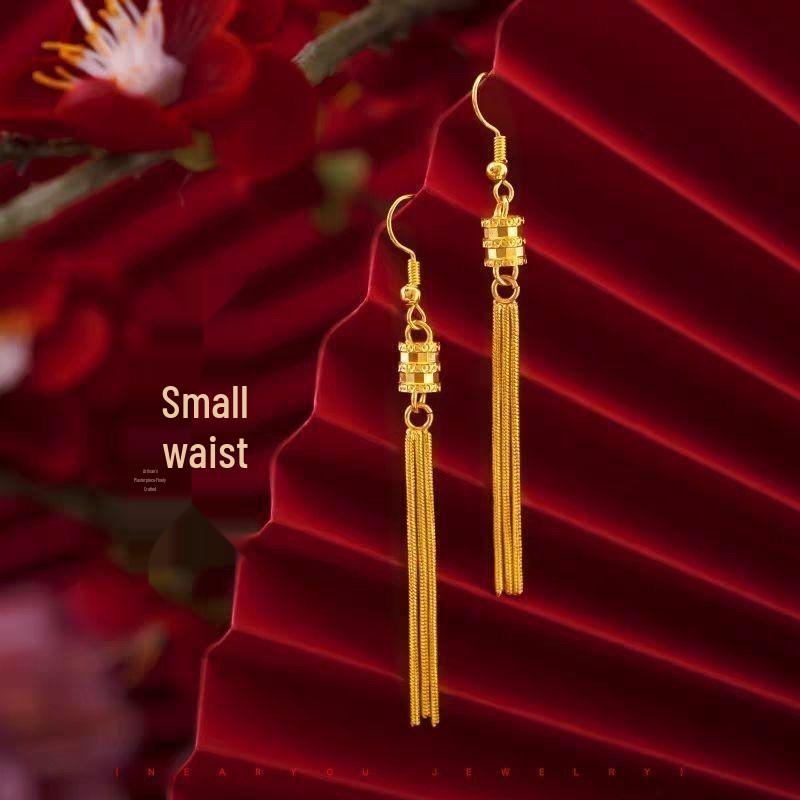 Vietnam Sand Gold Tassel Earrings: Elegant Long-Lasting Women s Jewelry Tassel Hook Earrings