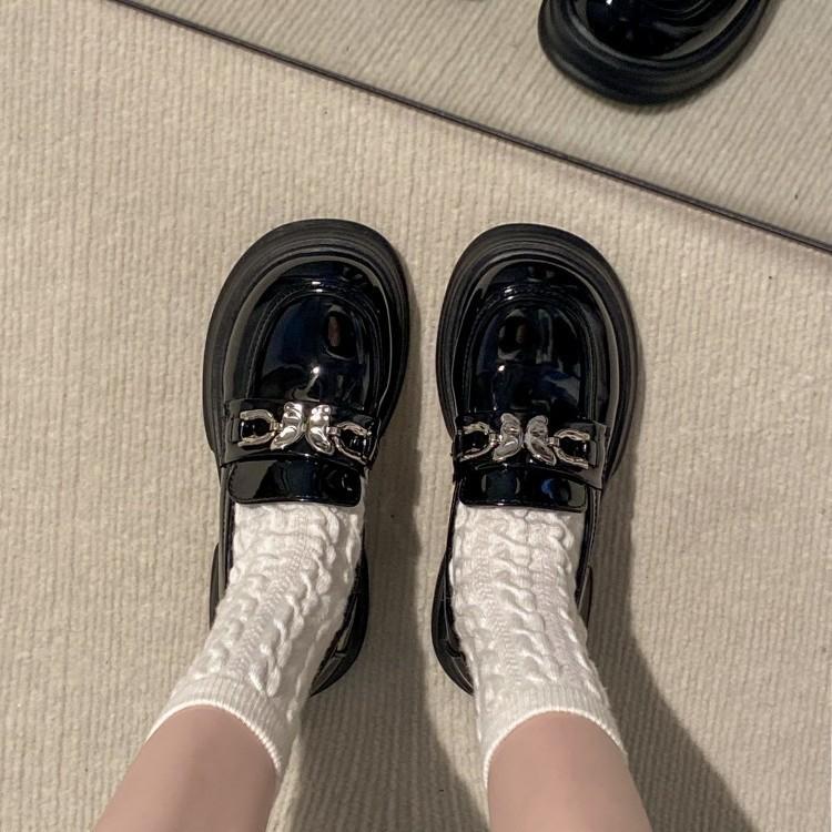 British Style Small Leather Shoes Women's Single Shoes 2025 Summer New Platform Black Muffin Loafers Jk Mary Jane Shoes