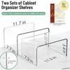 Clear Cabinet Organizer, Shelf Organizer Set of 2 for Kitchen Pantry Organizers and Storage, Display Cabinet Shelf Room Decor Countertop Desk