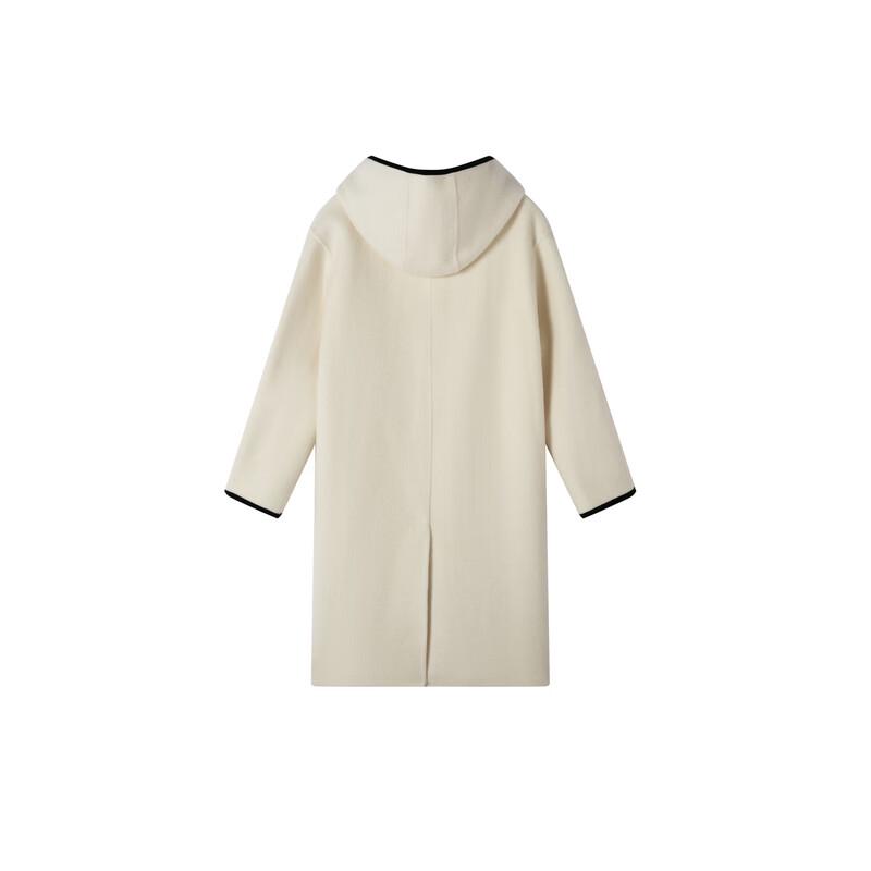 Elva' Island Women's Mid-Length Wool Hooded Double-Faced Coat