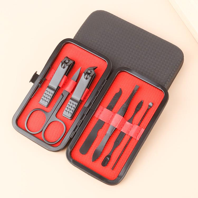 24-Piece Black & Red Manicure Set: Complete Nail Clipper and Beauty Tools Kit