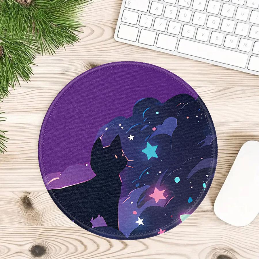 Black Cat Starry Night 1pc Mouse Pad Computer Laptop Pad Game Console Pad Office Pad Keyboard Mouse Pad Desk Accessories