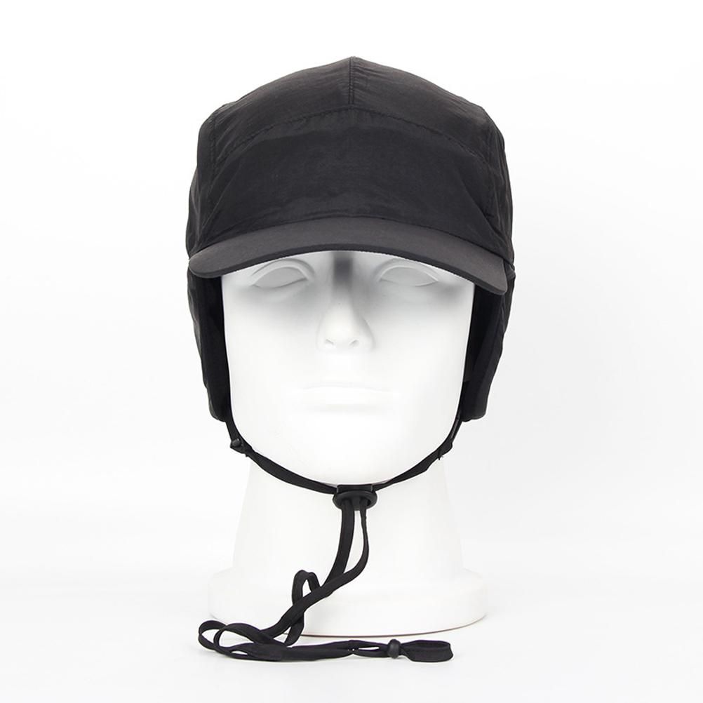 Men"s Winter Hat Waterproof Fleece Warm Earflaps Hat with Windproof Rope Adjustable Baseball