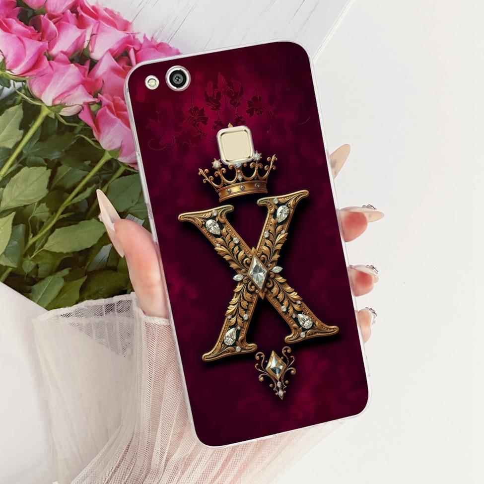 

Transparent Casing For Huawei P10 Lite Cover Luxury Crown A-Z Letters 2D Painted Soft Phone Case For Huawei P10Lite WAS-L03T Huawei P10 Lite