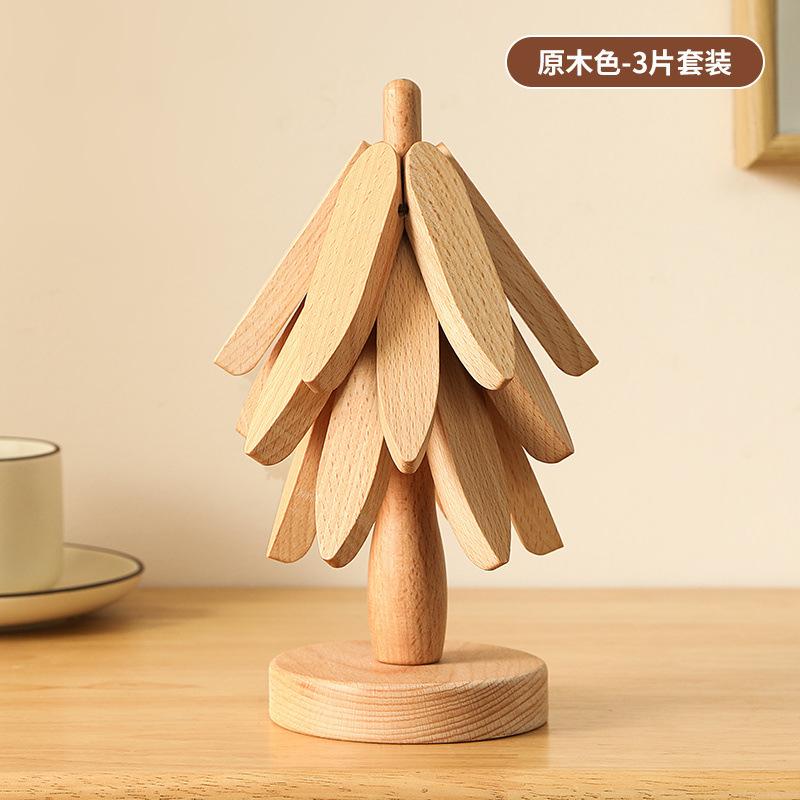 Bamboo Creative Walnut Colored Tree Insulation Mat Christmas Tree Insulation Table Mat, Home Cup Mat Clay Pot Mat New Year