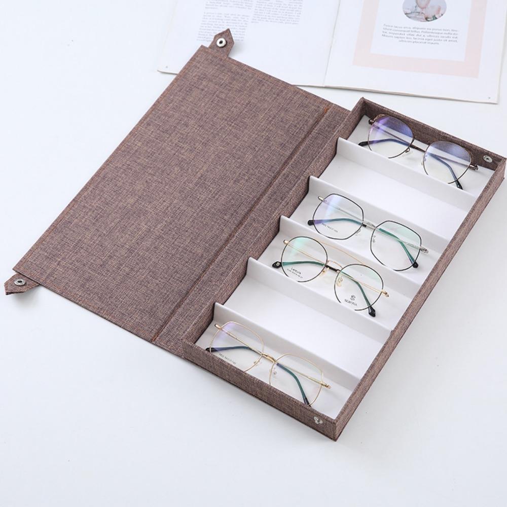 Linen 6 Slots Glasses Case Anti Pressure Eyeglass Display Box Glasses Storage Box  For Women Men