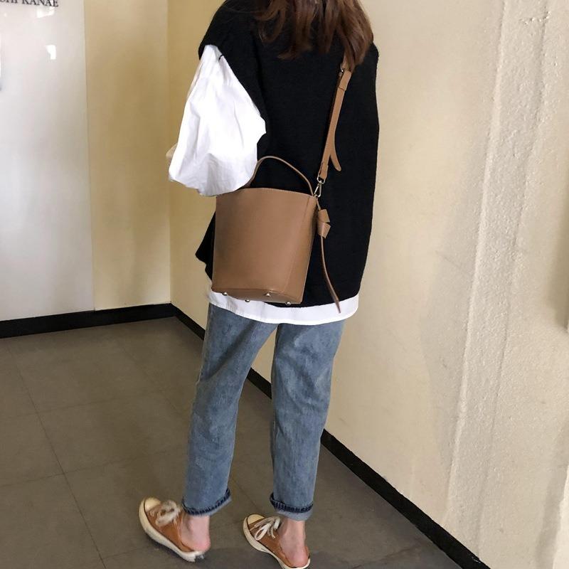 U7 simple da capacity solid color mother and child bag, adjustable shoulder strap shoulder bag u bucket bag female student