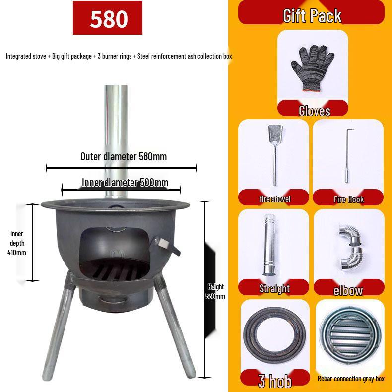 Portable Outdoor Firewood Stove with Threaded Round Legs - New Model