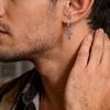 High Quality Cross Hoop Earring for Men,Hypoallergenic Stainless Steel Cross Charms Pierced Earring,Hip Hop Trendy Jewelry