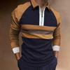 Men's Zip Patchwork Lapel T-Shirt Long Sleeve Polo Shirt Men's Long Sleeve Sweatshirt T-Shirt