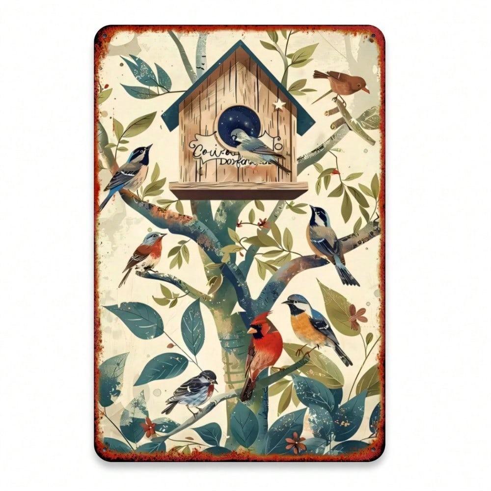 1pc Vintage Bird Metal Tin Sign 8x12 Inch Retro Wall Art For Home Bar Cafe