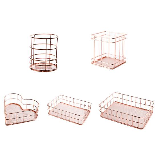 Space-saving Electroplated Design Sundries Box High Quality Sturdy Wire Cosmetic Organizer Holder