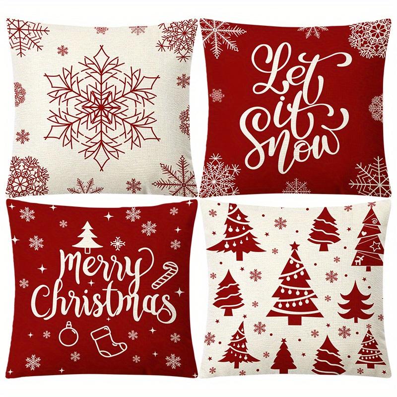 1pc Christmas Decor Pillowcase,Snowflake,Christmas Tree, and Festive Slogan Prints,Adds a Touch of Christmas Spirit to Your Home