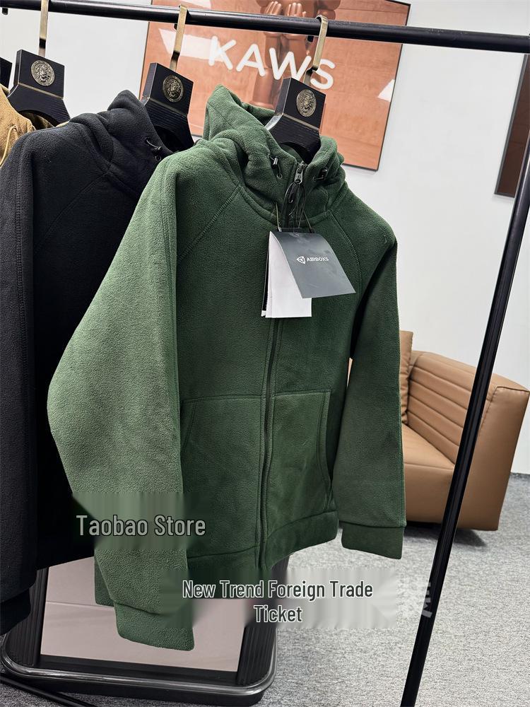 Herren verdickte doppelseitige Fleece-Kapuzenjacke - Schwergewicht 620g für Herbst und Winter