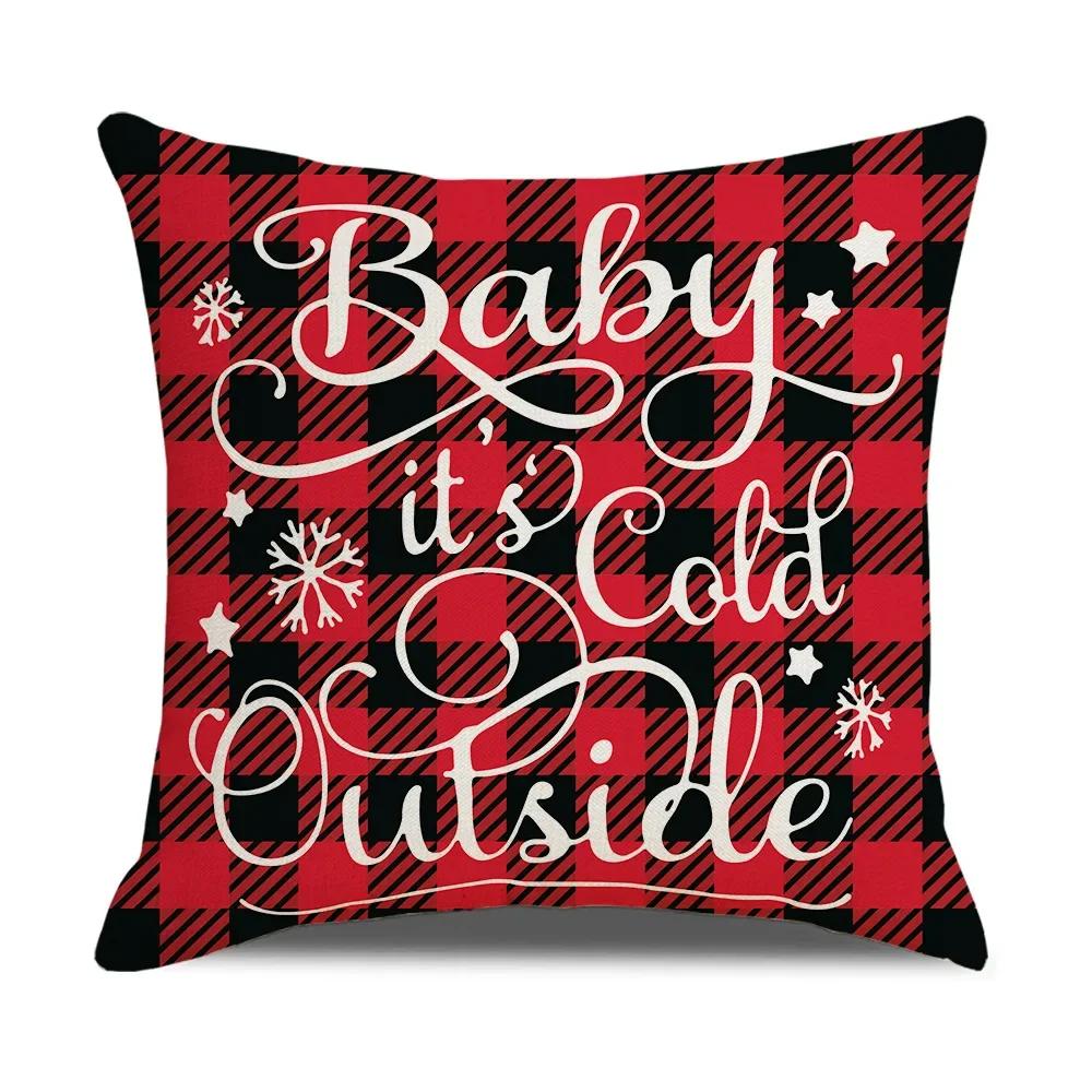 

Чехлы для подушек на Рождество 45x45 см. Декор для фермерского дома. Красный, черный, плед с изображением буйвола, наволочка для подушки с изображением Санты. Зимние праздничные украшения. 30x30cm12x12Inch