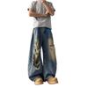 Zerrissene Jeans Herren Neue Sommer High Street Hip Hop Amerikanischer Retro Hip Hop Gewaschen Locker Weiter Bein Lange Hose