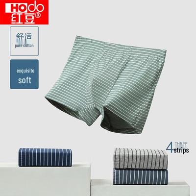 Hongdou Men's Pure Cotton Mid-Rise Boxer Briefs (4-Pack)
